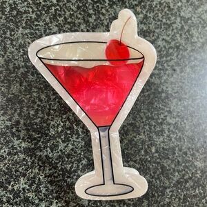 🍸 NWT Cocktail Martini Glass Hair Claw Clip